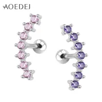 AOEDEJ 4 Colors Crystal Ear Stud Earrings Stainless Steel Cartilage Earrings Tragus Conch Piercing Oorbellen Voor Vrouwen12747