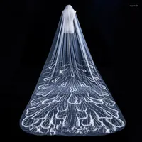 Bridal Veils NZUK Luxury Wedding Veil Long Cathedral For Bride Woman Sequin Beaded Lace One Layer Accessories