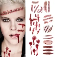 Other Event Party Supplies 6pcs Halloween Bloody Wound Tattoo Stickers Trick Scary Waterproof Temporary DIY Fake Decoration 220928