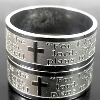 Zespół 50pcs Etch Lords Modlitwa za znam plany Jeremiah 2911 English Bible Cross Cross Stal nierdzewne pierścienie całe modne biżuterię3119