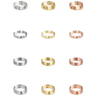 Anillo de tornillo de amor ms anillo cl￡sico dise￱ador de lujo joyer￭a femenina de titanio de titanio y plata rosa nunca fade alergia - 4/5/6 mm