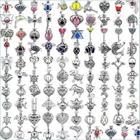 إعدادات المجوهرات DIY Pearl Necklace Settings 80 Styles Sliver Plated Beads Locket Cages 3x2.5mm Bracelets Charm Pendants Drop Drop Dhj1v