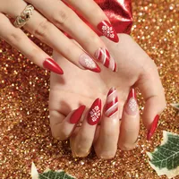 Рождественский стиль гвозди длинные гроба балерина нажатие на фальшивые ногти искусственная многоразовая полная крышка False Nail 24pcs/Box