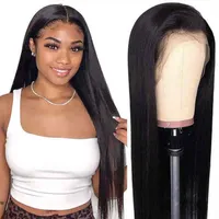 Women Brazilian Transparent Hd Front Lace Wigs Unprocsed Raw Bone Straight Human Hair Lace Wig289Z