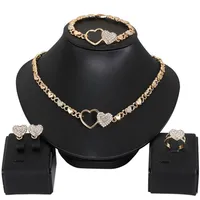 African For Women Heart Wedding Jewelry Set Earrings Xoxo Necklace Armband Gifts2177