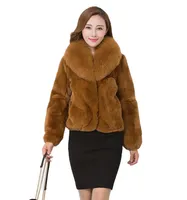 Women Plus Size winter Coats Imitation fox fur lapel collar plush Casual fashion leisure street shot Outerwear three color long sleeves short jackets coat