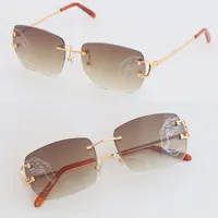 مصمم جديد Leopard Print Lens Sunglasses Women Frame CT00920 Rimless Luxury Men Design Glasses Glassical Model Classes Summer Outdoor Size 58-20-140mm