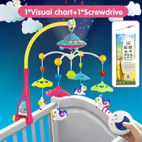 Musical Crib Mobile Bed Bell Baby Rattle Rotating Bracket Projecting Toys for 0-12 Months Newborn Kids Christening gift2750