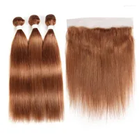 Human Hair Bulks 8A 300g 3Bundles Unprocessed Brazillian #30 Bundles With 13X4 Lace Frontal