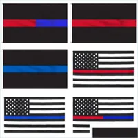 Баннерные флаги синяя красная полоса Америка Национальный флаг Полиэфир Ткань Muticolor USA Flags Black Faine Banners Drop Droid Dhoam