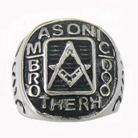 FANSSTEEL stainless steel mens or wemens jewelry masonary MASTER MASON BROTHERHOOD SQUARE AND RULER MASONIC RING gift 11W15251Q