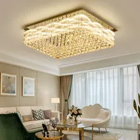 High-end Household LED Ceiling Lights Atmospheric Living Room Crystal Ceiling Lamps Rectangular Bedroom Restaurant Chandeliers Modern New Lighting Fixtures