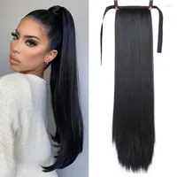 Synthetic Wigs 80 Cm 150g Long Straight Ponytail Hair Heat Resistant Wrap Around Pony Hairpiece For Women