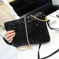 Fashion Ladies Glitter Sequins Handbag Messenger Bag Sparkling Party Evening Envelope Clutch Bag Wallet Tote Purse Shoulder Bag MM3022