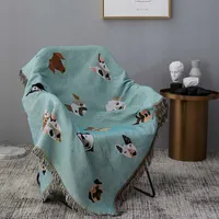 Blankets GY4023 Cute Dog Print Throw Blanket Multifunction Knitted Universal Non-slip Slipcover Cobertor for Sofa Bed Travel 0929