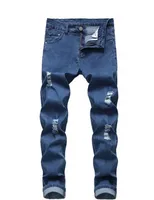 Мужские разорванные узкие джинсовые джинсы / защита закупок