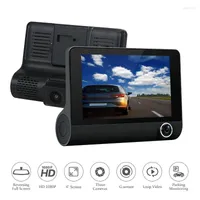 Car Rear View Cameras Cameras& Parking Sensors 3 Lens Dash Camera 4-inch Display HD 1080P DVR Video Recorder 170 Degree Wide Angle With