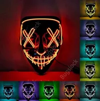 Maschera a led Halloween Party Masque Masquerade maschere neon Light Glow in the Dark Horror Mask Glowing Masker 1200pcs DAB494