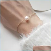 Beaded Strands Freshwater Pearl Bracelet For Women Girls Jewelry Summer Style 8-9Mm White Accessories Gift Drop Delivery 2021 Bracele Dh3Fx