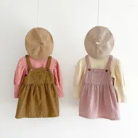 Clothing Sets 2022 Autumn Baby Long Sleeve T Shirts Girls Sleeveless Strap Dress 2pcs Suit Casual Infant Girl Dot Set Clothes