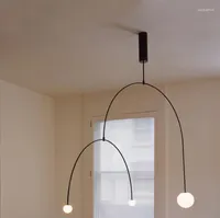 Pendant Lamps L Nordic Postmodern Creative Personality Art Living Room Bedroom Cafe Designer Model Fashion LED Chandelier Black