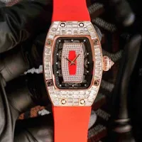 Titta på designer lyxiga herrmekanisk klocka Richa Milles Leisure 07-01 Automatisk maskin Diamond Rose Gold Case Tape ers Womens Wristwatch