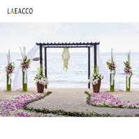 Background Material Laeacco Seaside Beach Flowers Wedding Ceremony Way Photographic Backgrounds Customized Photography Backgrounds For Photo Studio J220928