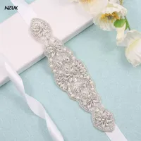 Wedding Sashes NZUK Silver Rhinestones Bridal Belt Crystal Pearls Ribbons Sash For Bridesmaids Dresses Cinturon Novia Boda