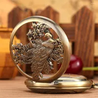 Pocket Watches Embossed Phoenix Mechanical Watch Roman Numerals White Dial Transparent Skeleton Pendant Hand-Winding Clock Gifts