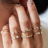 Wedding Rings 7pcs Set For Women Anillos Jewelry Bague Femme Ring Sets Adjustable Girls Punk Accessories Fashion Schmuck Jewellery242K