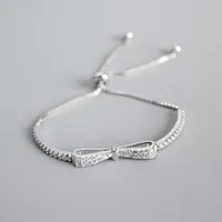 Ruifan Fashion Box Chain Bowknot 100% 925 Sterling Silver Bracelet Ladies Cubic Zircon Bracelets Female Womens Jewelry YBR057 Y200305O