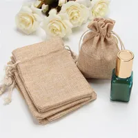 Flax Linen Jewelry Gift Pouch 8x10cm 9x12cm 10x15cm 13x18cm pack of 50 Makeup Jute Gift Packaging Bags255H