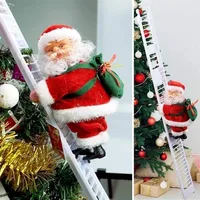 Christmas Decorations Electric Santa Claus Climbing Ladder Plush Doll Creative Music Xmas Decor Kid Toy Gift Birthday Gifts 220928