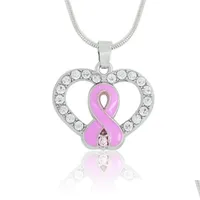 Pendant Necklaces Pendant Necklaces Rainxtar Fashion Pink Ribbon Heart Alloy For Cancer Awareness Fn043 Drop Delivery 2021 Jewelry Pen Dhn3A
