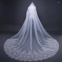 Bridal Veils NZUK Long Sequins Lace Wedding Veil 3 Meters White Ivory With Comb Blusher Bride Headpiece Bling Accessories