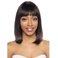 Short Brazilian Human Hair Wig with Bangs Remy Full Machine Made Wig for Women 8 Inches No Lace Bob Straight Wigs