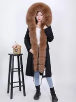Women's Fur Xlong Real Winter Women Jacket 2022 Coat Collar Genuine Hat Parka Warm Loose Streetwear
