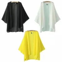 wholesale- Sexy Spring Women's Loose Chiffon Bikini Cover UP Kaftan Cardigan Kimono Blouse Outwear JL46 New11 r1Wq#
