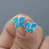 Stud Earrings Blue White Opal Butterfly Brincos Women Christmas Gifts Jewelry