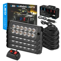 Car 12 LED Strobe Light Emergency Signal Lights 12V Universal Hazard Flash Waterproof IP67 Round Lamp Safety 4 in 1
