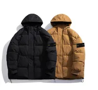 긴 면화 재킷 남자 캐주얼 패션 오버 니 롱 재킷 자수 로고 고품질 브랜드 의류 두껍고 따뜻함