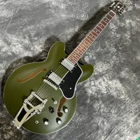 Semi-Hollow body Jazz electric guitar Green color 6 stings guitarra Rosewood fingerboard Support customization