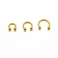 316L Surgical Steel Horseshoe Nose Lip Ear Piercing Hoop Ring Eyebrow Universal Gold Vacuum Plating Titanium 16G Body Jewelry2510