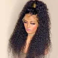 13x4 Lace Frente Human Wigs HD Transparente Frontal Kinky Wig Curly Mulheres negras 30 40 polegadas Molhada e onda ondulada de onda profunda