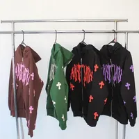 Herren Hoodies Sweatshirts y2k M￤nner Emo Streetwear Hoodie Zip Up Fairy Grunge Pullover ￜbergro￟er Buchstaben Kreuz Goth Jacke Tops Kleidung 220928