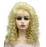 Ladies Blonde Curly Wigs Women Wig Natural Wavy Hair Long Cosplay Wig