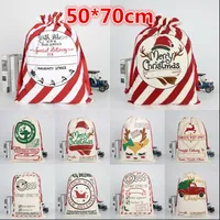 Grandes placas de Navidad bolsas Sacks Hessian Santa Sack Decoration Candy Present Storage Drawstring 50x70cm