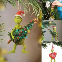 Ornamentos navide￱os de Grinch colgando con la fecha y el letrero para el colgante de regalos decorativos de Navidad Decoraci￳n festiva DD al por mayor DD