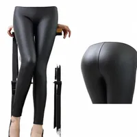 women's Pants & Capris High Quality Matte PU Faux Leather Women Winter Female Waist Elastic Stretch Slim Pencil x6on#