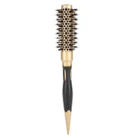 Portable Anion Anti-static Round Hair Comb Salon Styling Brush Gold Black 25mm